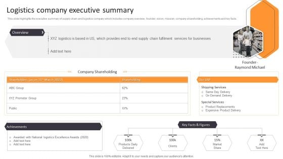 Cargo Logistics Company Profile Logistics Company Executive Summary Information PDF