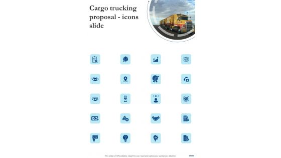 Cargo Trucking Proposal Icons Slide One Pager Sample Example Document