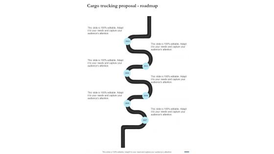 Cargo Trucking Proposal Roadmap One Pager Sample Example Document