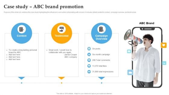 Case Study Abc Brand Promotion Comprehensive Personal Brand Building Guide For Social Media Influencers Inspiration PDF