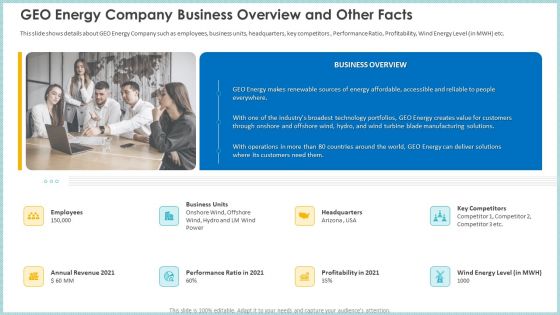 Case Study Become Market Leader Renewable Reliable Energy GEO Energy Company Business Overview And Other Facts Infographics PDF