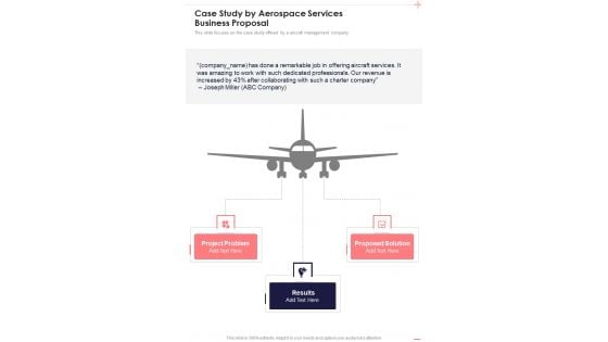 Case Study By Aerospace Services Business Proposal One Pager Sample Example Document