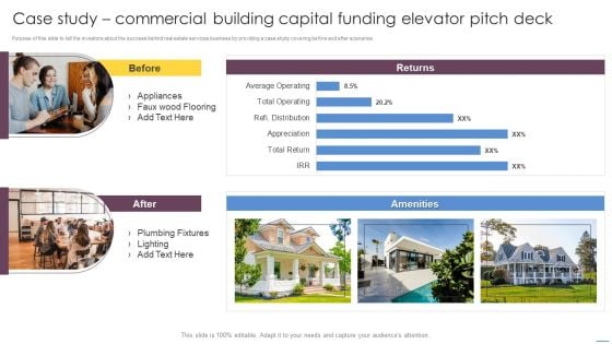 Case Study Commercial Building Capital Funding Elevator Pitch Deck Elements PDF