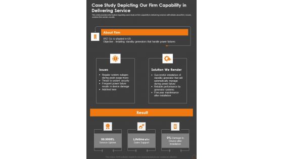 Case Study Depicting Our Firm Capability In Delivering Service One Pager Sample Example Document