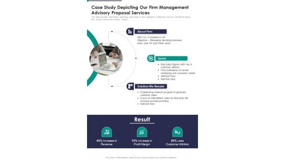 Case Study Depicting Our Firm Management Advisory Proposal Services One Pager Sample Example Document