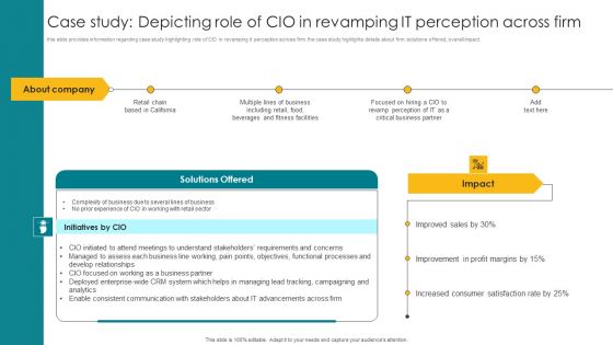 Case Study Depicting Role Of CIO In Revamping IT Perception Across Firm Structure PDF