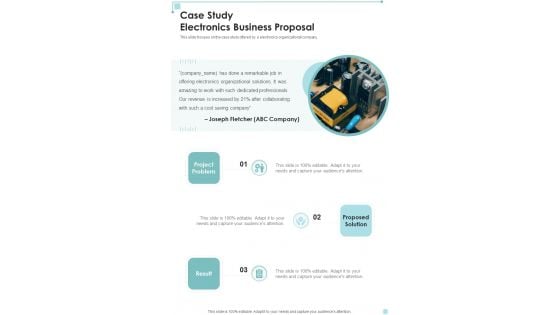 Case Study Electronics Business Proposal One Pager Sample Example Document