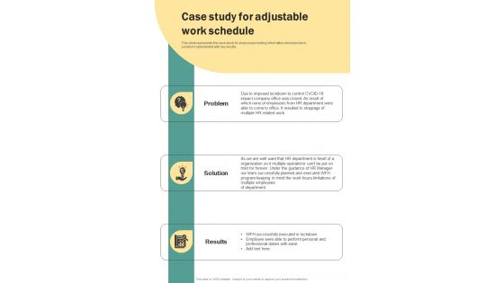 Case Study For Adjustable Work Schedule One Pager Sample Example Document Case Study For Adjustable Work Schedule One Pager Sample Example Document