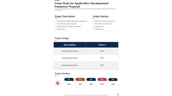 Case Study For Application Development Freelance Proposal One Pager Sample Example Document