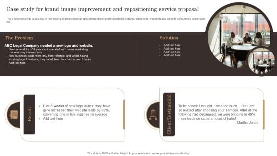 Case Study For Brand Image Improvement And Repositioning Service Proposal Infographics PDF