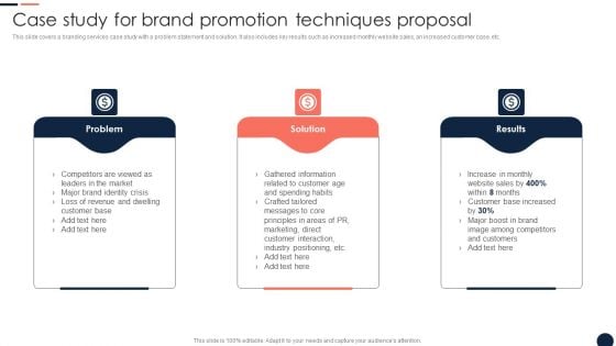 Case Study For Brand Promotion Techniques Proposal Ppt Infographics Show PDF