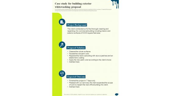 Case Study For Building Exterior Whitewashing Proposal One Pager Sample Example Document