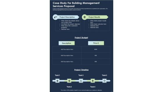 Case Study For Building Management Services Proposal One Pager Sample Example Document Case Study For Building Management Services Proposal One Pager Sample Example Document