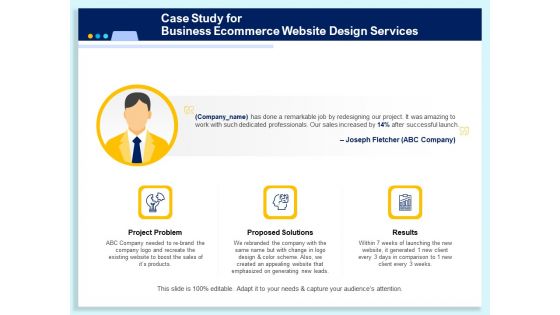 Case Study For Business Ecommerce Website Design Services Ppt PowerPoint Presentation Inspiration Graphic Images PDF