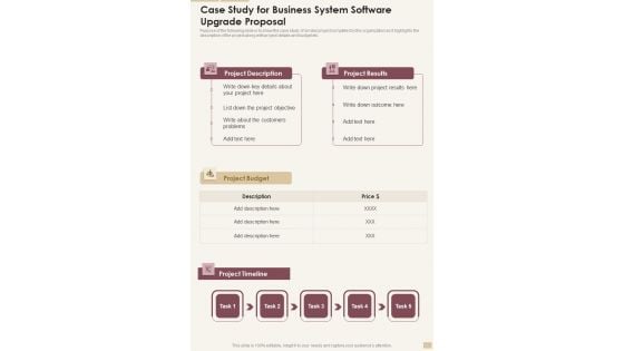 Case Study For Business System Software Upgrade Proposal One Pager Sample Example Document