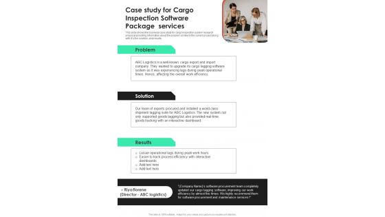 Case Study For Cargo Inspection Software Package Services One Pager Sample Example Document