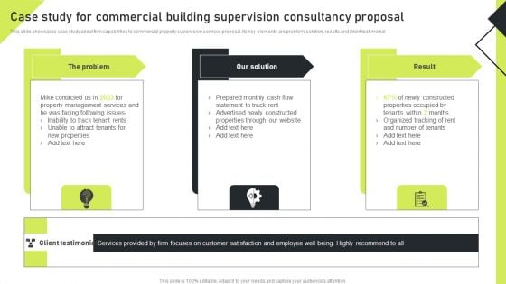 Case Study For Commercial Building Supervision Consultancy Proposal Themes PDF