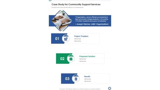 Case Study For Community Support Services One Pager Sample Example Document