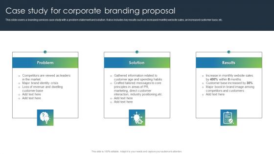 Case Study For Corporate Branding Proposal Summary PDF