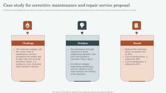 Case Study For Corrective Maintenance And Repair Service Proposal Download PDF