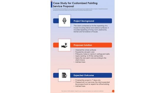Case Study For Customized Painting Service Proposal One Pager Sample Example Document Case Study For Customized Painting Service Proposal One Pager Sample Example Document
