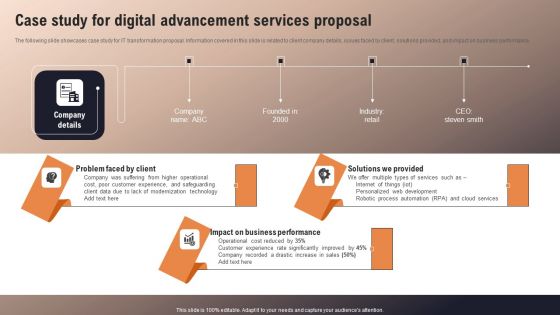 Case Study For Digital Advancement Services Proposal Sample PDF