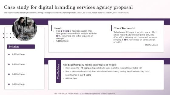 Case Study For Digital Branding Services Agency Proposal Inspiration PDF