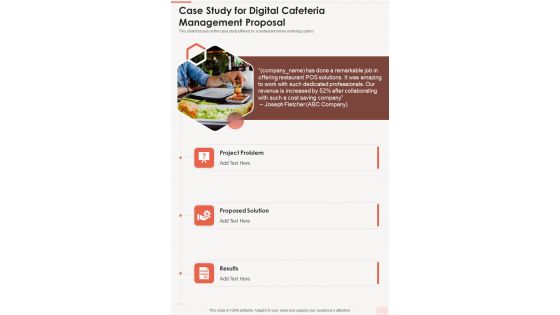 Case Study For Digital Cafeteria Management Proposal One Pager Sample Example Document