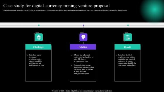 Case Study For Digital Currency Mining Venture Proposal Diagrams PDF