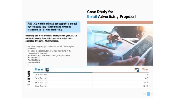 Case Study For Email Advertising Proposal Ppt Infographic Template Design Ideas PDF