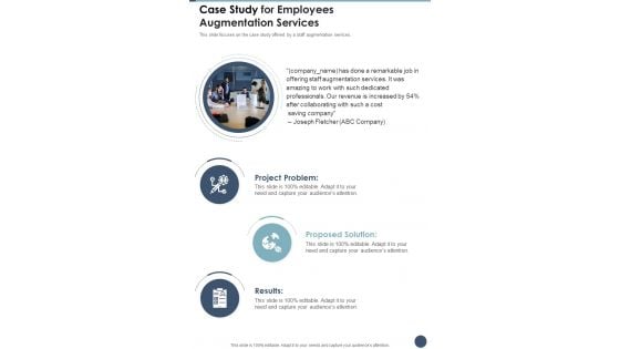 Case Study For Employees Augmentation Services One Pager Sample Example Document