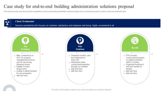 Case Study For End To End Building Administration Solutions Proposal Infographics PDF