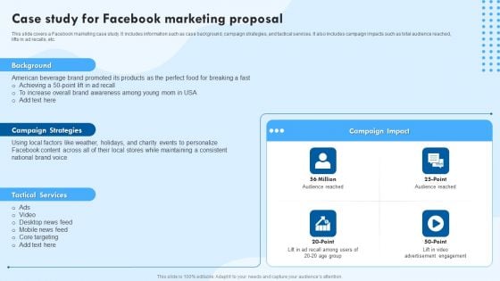 Case Study For Facebook Marketing Proposal Ppt Infographics Designs Download PDF