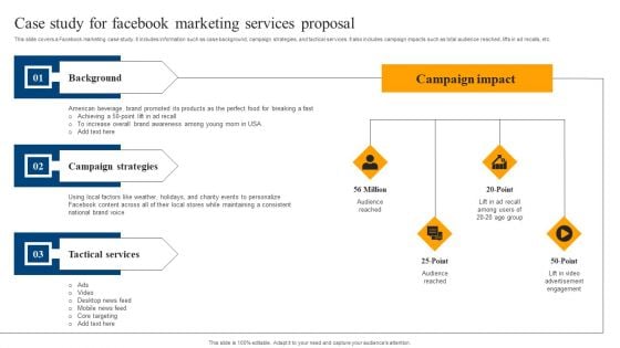 Case Study For Facebook Marketing Services Proposal Professional PDF