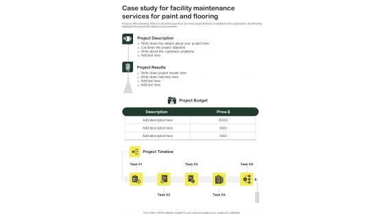 Case Study For Facility Maintenance Services For Paint And Flooring One Pager Sample Example Document