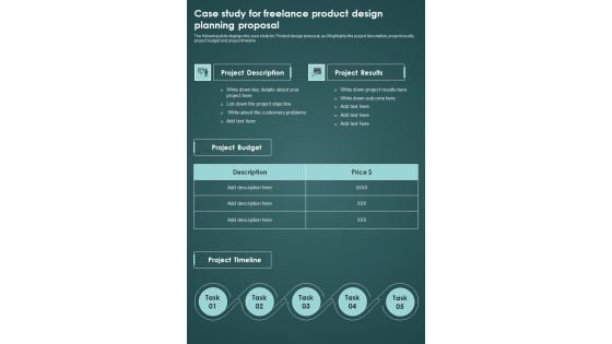 Case Study For Freelance Product Design Planning Proposal One Pager Sample Example Document Case Study For Freelance Product Design Planning Proposal One Pager Sample Example Document