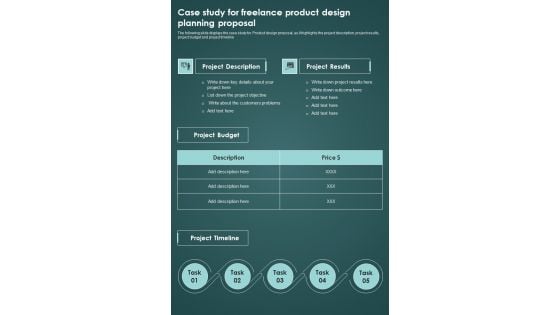 Case Study For Freelance Product Design Planning Proposal One Pager Sample Example Document