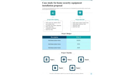 Case Study For Home Security Equipment Installation Proposal One Pager Sample Example Document Case Study For Home Security Equipment Installation Proposal One Pager Sample Example Document