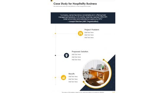 Case Study For Hospitality Business One Pager Sample Example Document