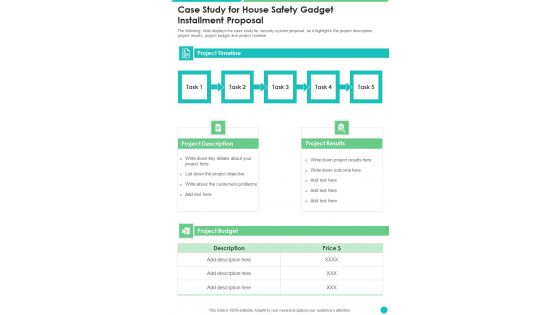 Case Study For House Safety Gadget Installment Proposal One Pager Sample Example Document Case Study For House Safety Gadget Installment Proposal One Pager Sample Example Document
