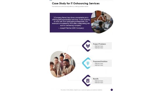 Case Study For IT Outsourcing Services One Pager Sample Example Document