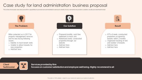 Case Study For Land Administration Business Proposal Icons PDF