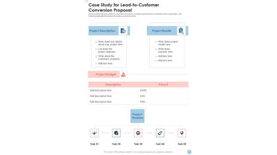 Case Study For Lead To Customer Conversion Proposal One Pager Sample Example Document