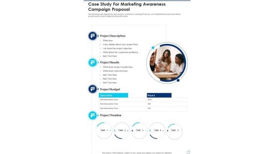 Case Study For Marketing Awareness Campaign Proposal One Pager Sample Example Document