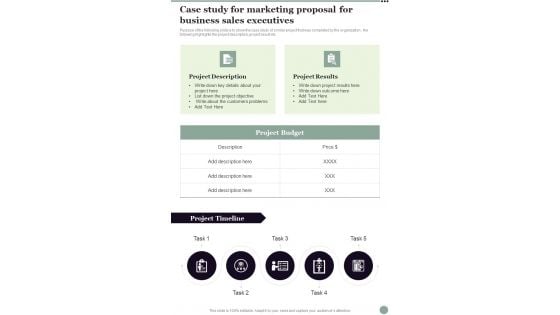 Case Study For Marketing Proposal For Business Sales Executives One Pager Sample Example Document