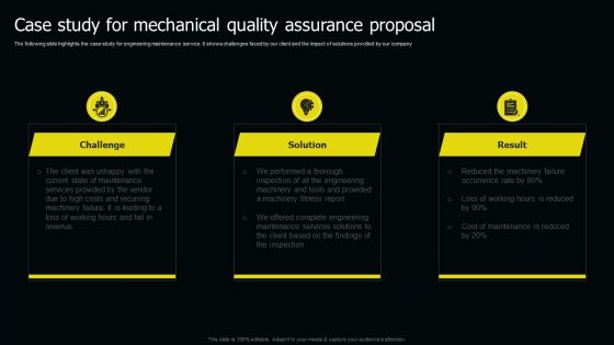 Case Study For Mechanical Quality Assurance Proposal Ppt Slides Deck PDF Case Study For Mechanical Quality Assurance Proposal Ppt Slides Deck PDF