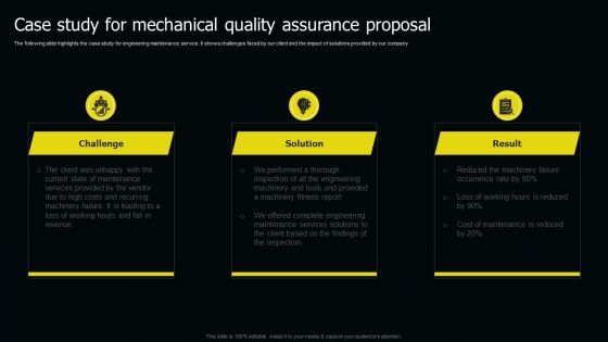 Case Study For Mechanical Quality Assurance Proposal Ppt Slides Deck PDF