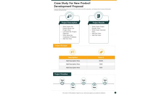 Case Study For New Product Development Proposal One Pager Sample Example Document