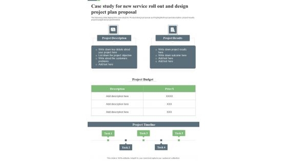 Case Study For New Service Roll Out And Design Project Plan Proposal One Pager Sample Example Document Case Study For New Service Roll Out And Design Project Plan Proposal One Pager Sample Example Document