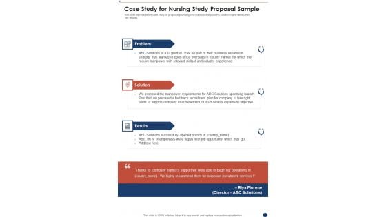 Case Study For Nursing Study Proposal Sample One Pager Sample Example Document